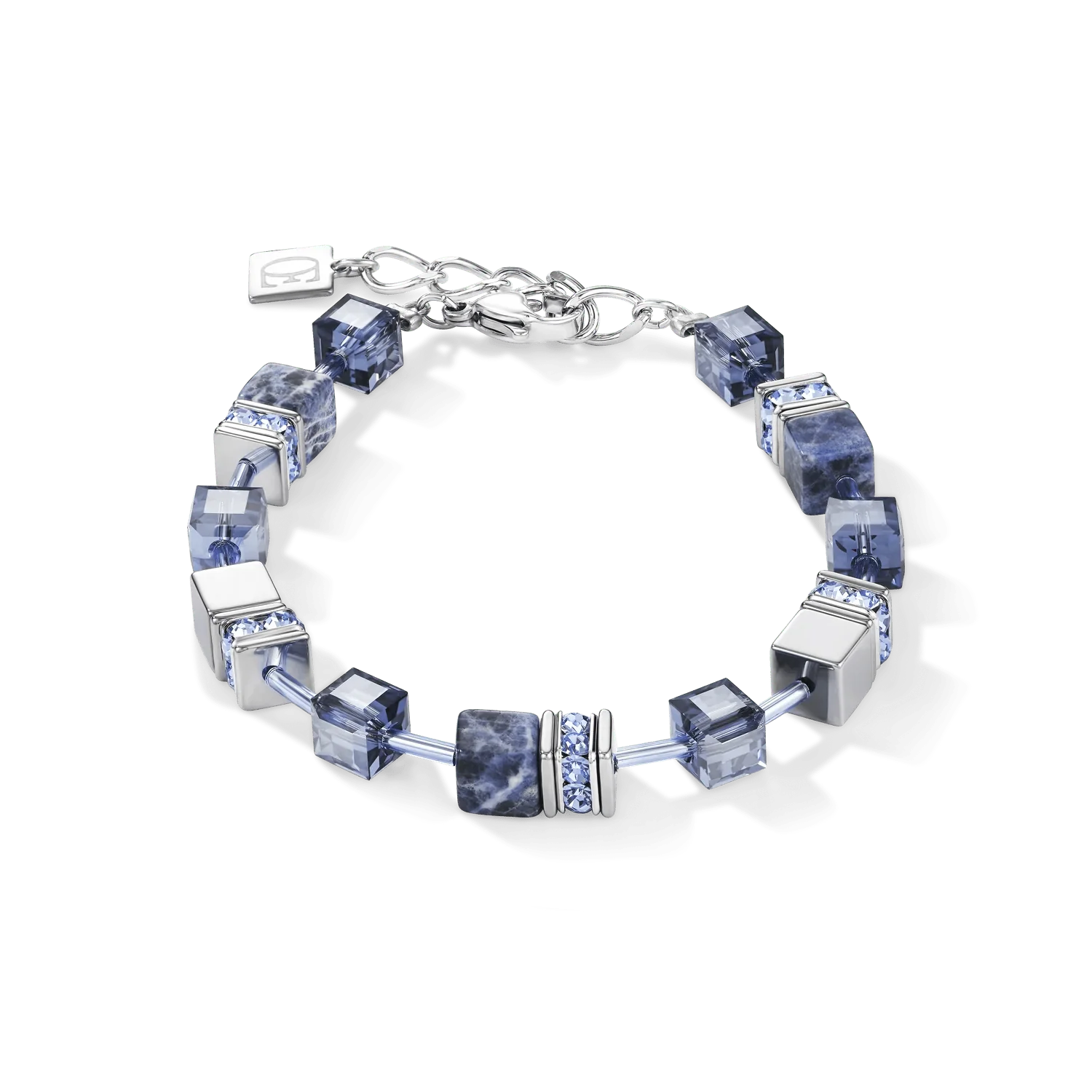 Coeur De Lion Silver GeoCube Sodalite & Haematite Blue Bracelet