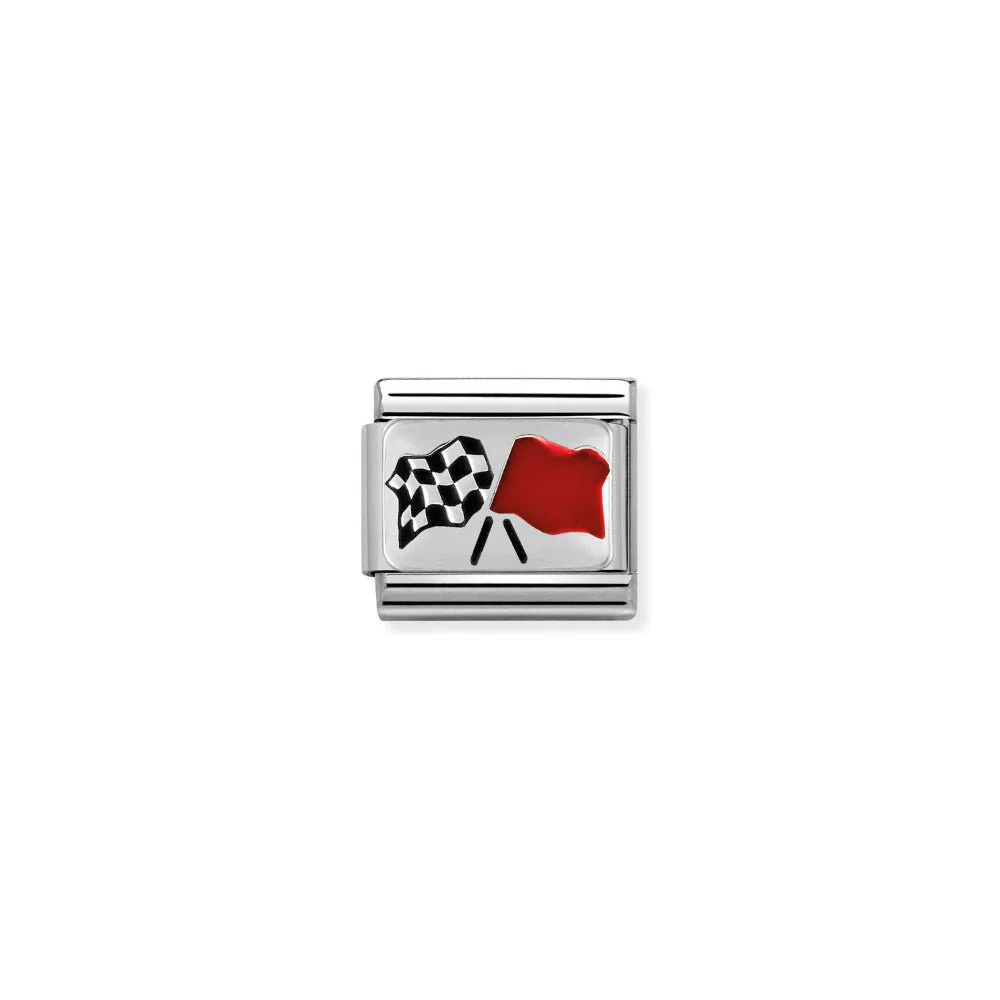 Nomination Silver Line Flags Charm