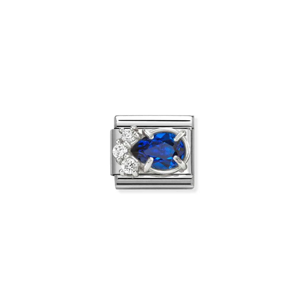 Nomination Silver and Blue Classic Love , CZ and Drop Charm