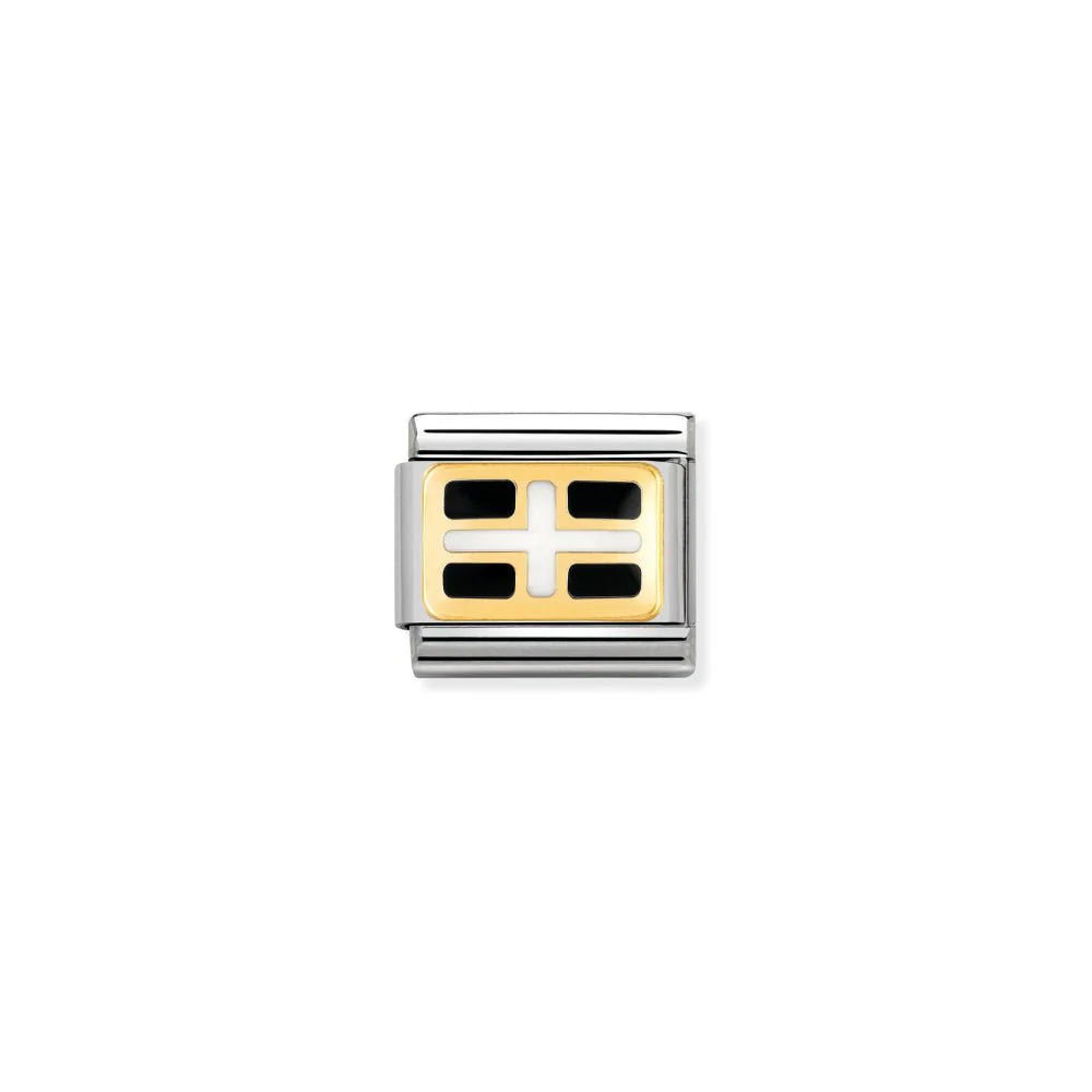 Nomination Gold Cornish St Piran's Flag Charm