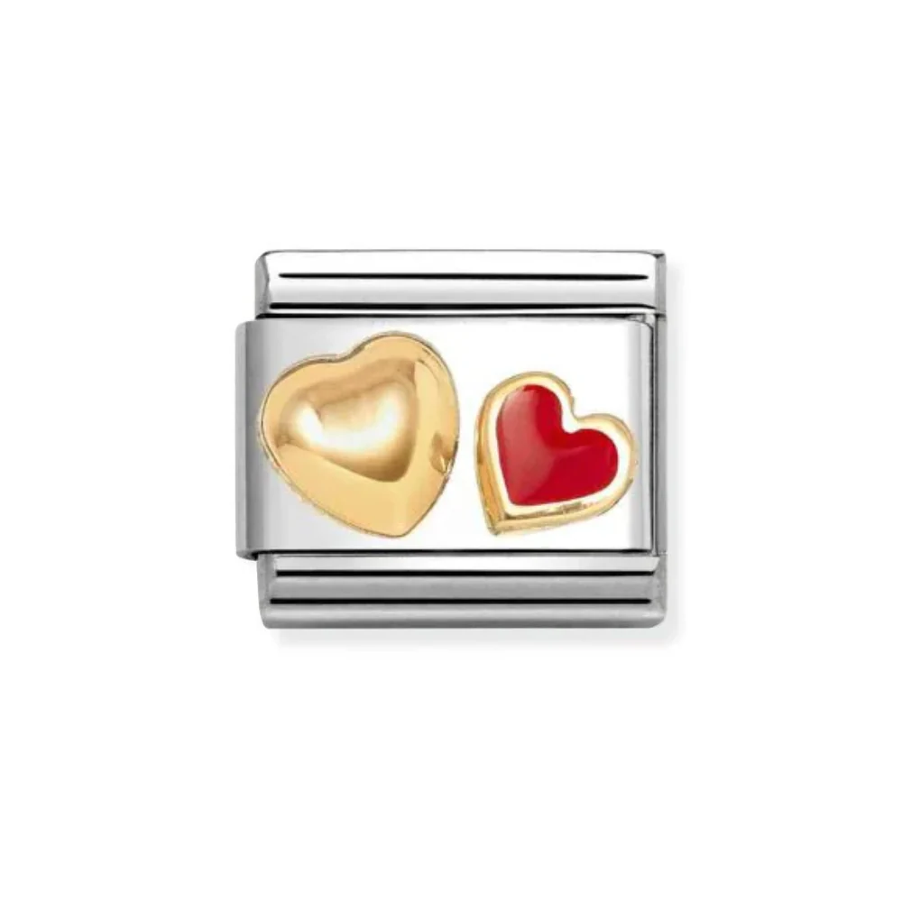 Nomination Gold Red Classic Love 2 Stainless , Enamel Heart Rounded Heart Charm