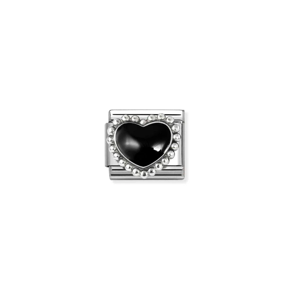 Nomination Silver Classic Black Raised Heart Charm