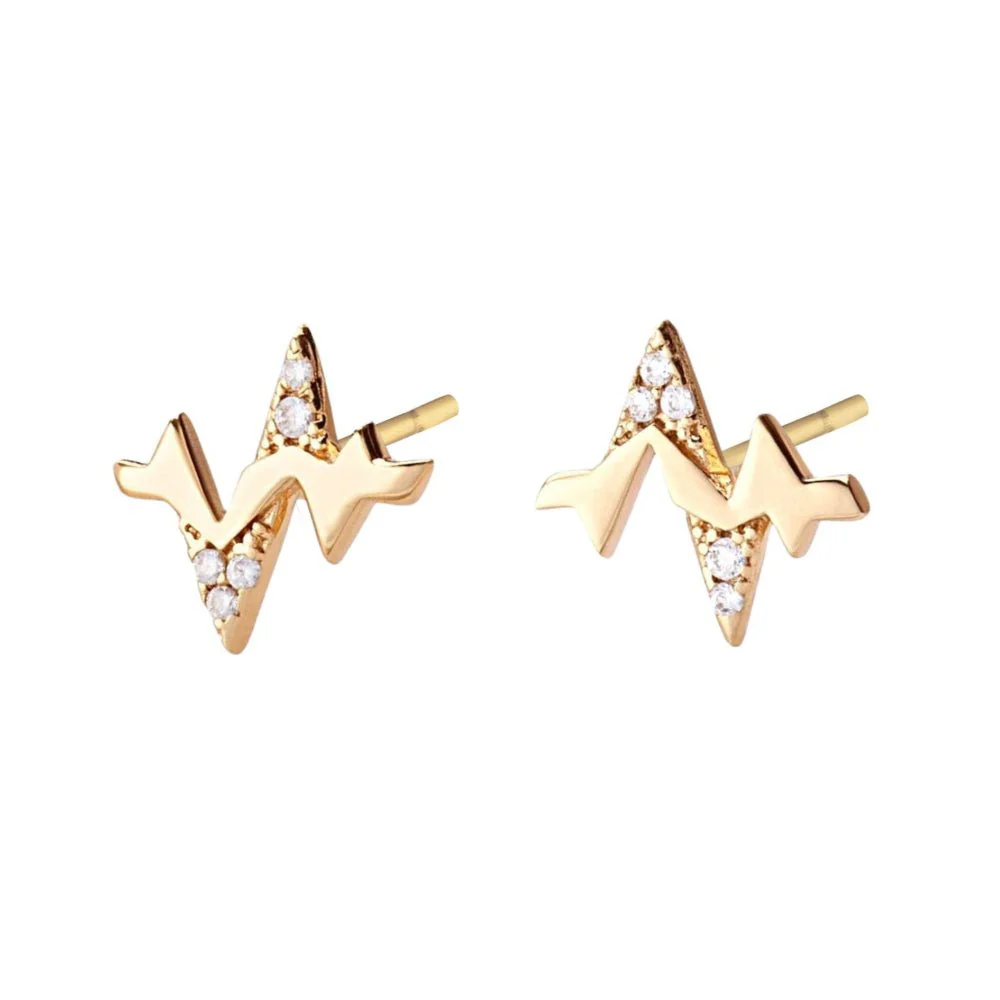 Scream Pretty Gold Heartbeat Stud Earrings