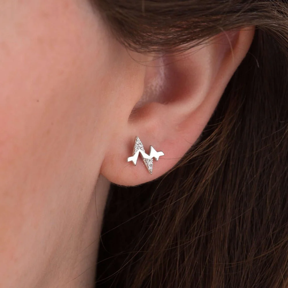 Scream Pretty Gold Heartbeat Stud Earrings - Image 3