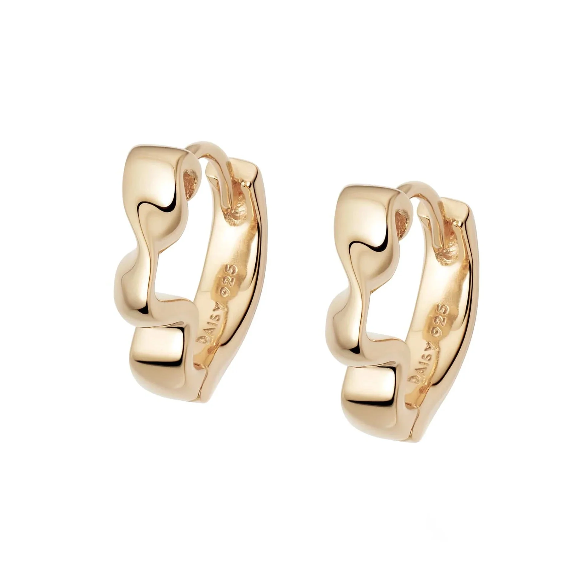 Daisy London 18ct Gold Estee Lalonde Flow Huggie Hoop Earrings - Image 4