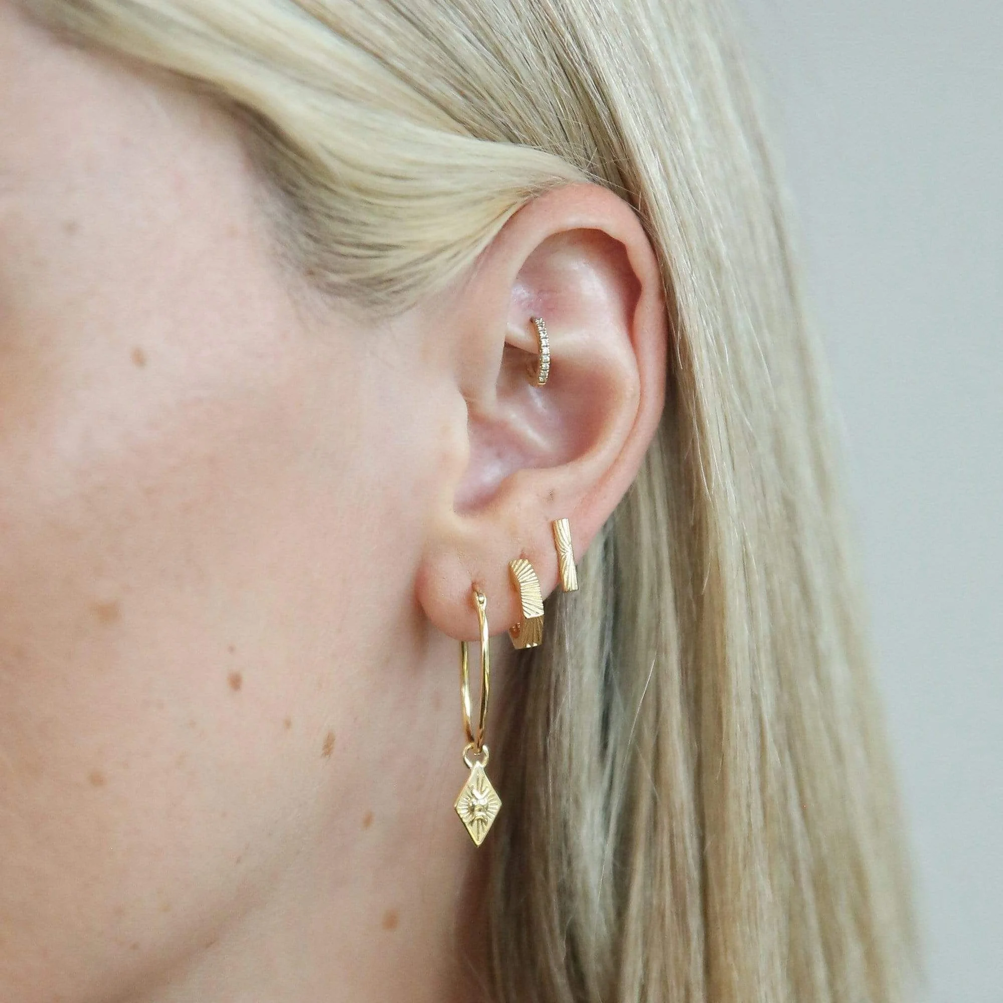 Daisy London 18ct Gold Estee Lalonde Octagonal Huggie Hoops - Image 2