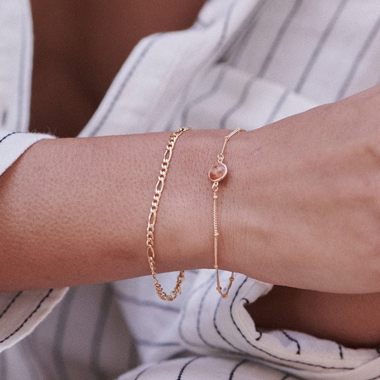 Daisy London 18ct Gold Plate Coral Healing Stone Bracelet - Image 2