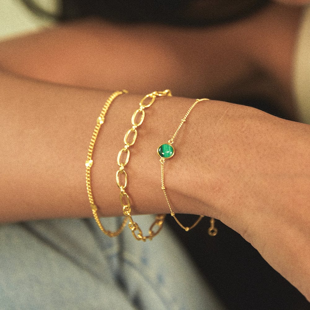 Daisy London 18ct Gold Plate Green Malachite Healing Stone Bracelet - Image 2