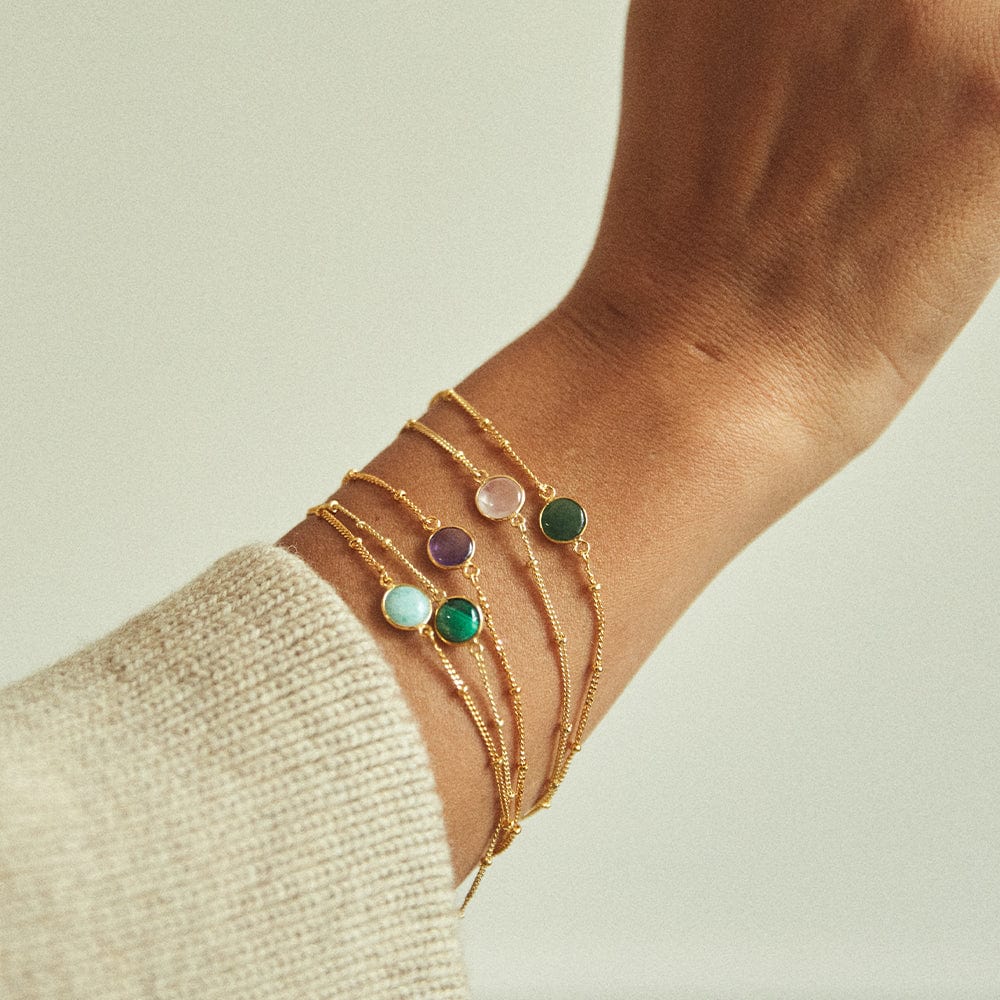 Daisy London 18ct Gold Plate Green Malachite Healing Stone Bracelet - Image 4