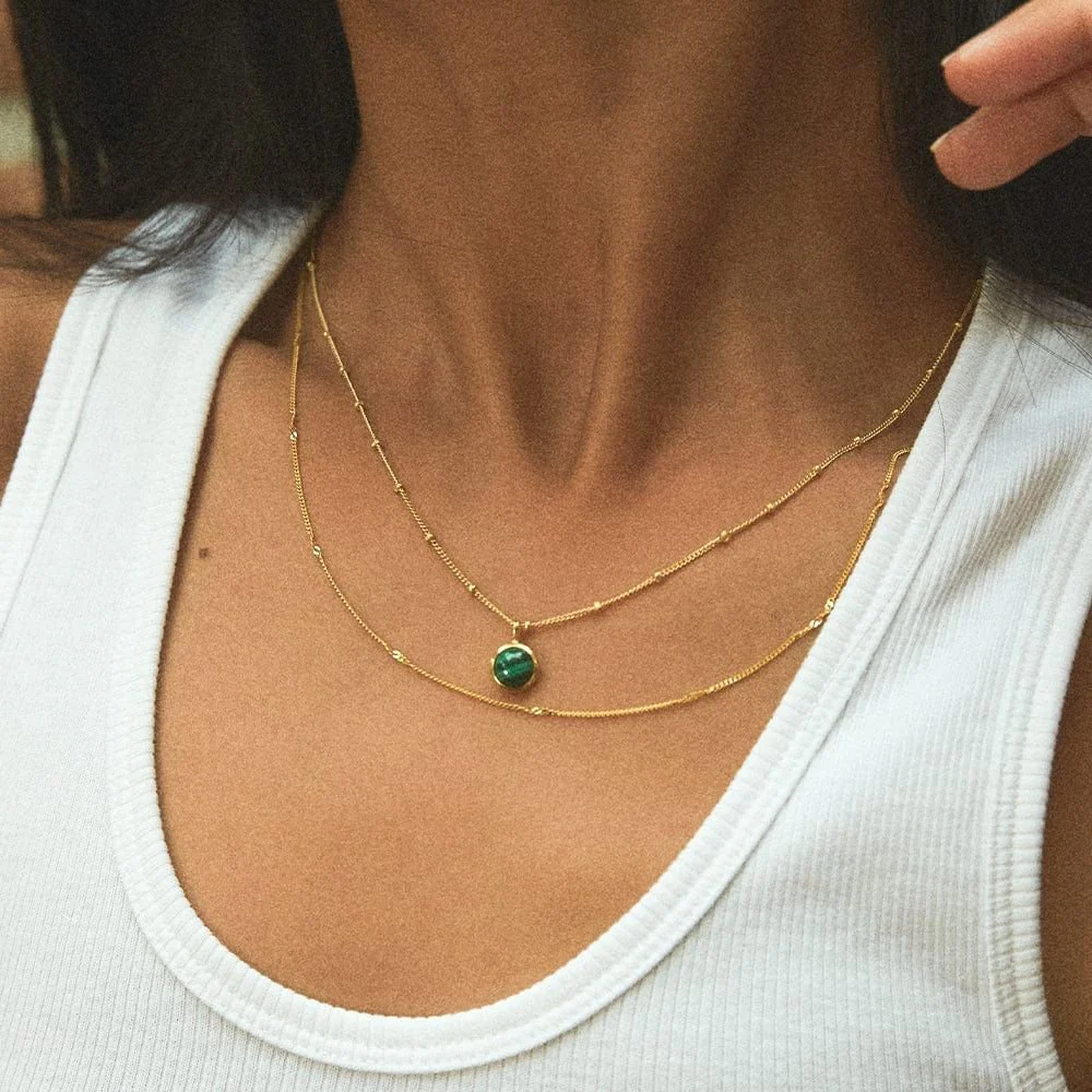 Daisy London 18ct Gold Plate Green Malachite Healing Stone Necklace - Image 2