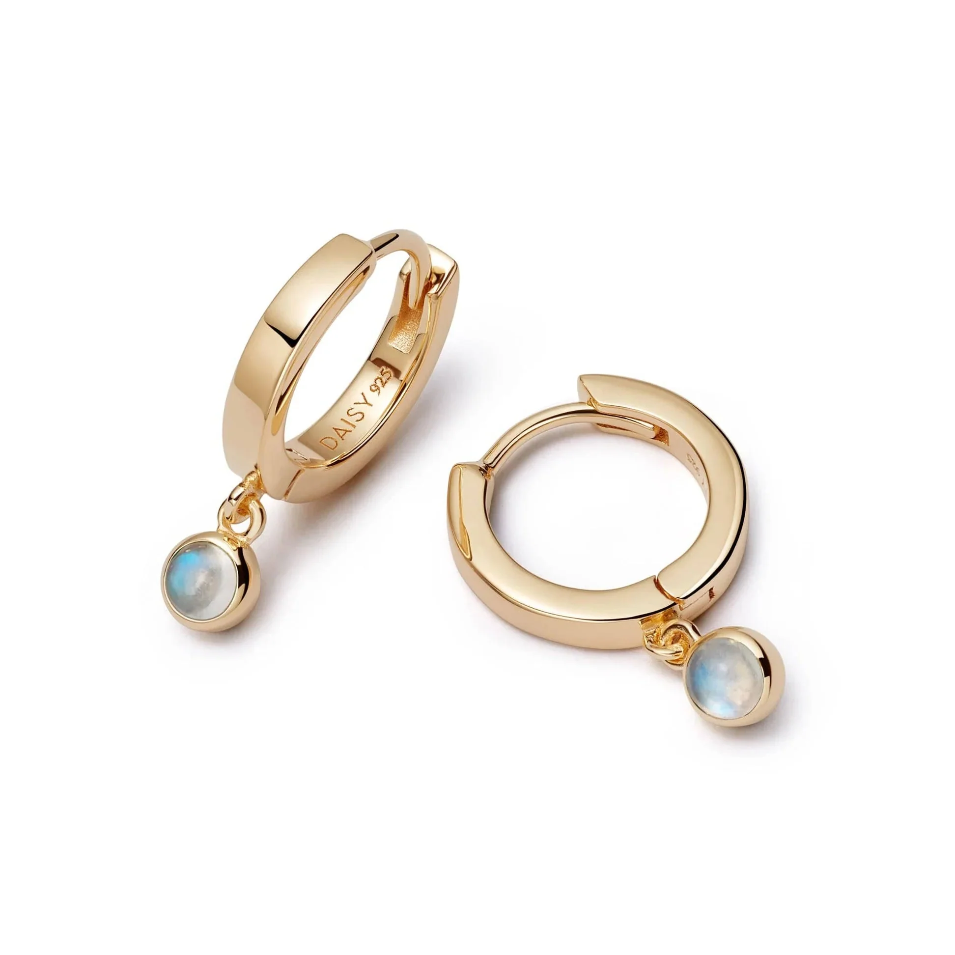 Daisy London 18ct Gold Plate Moonstone Healing Stones Huggie Earrings