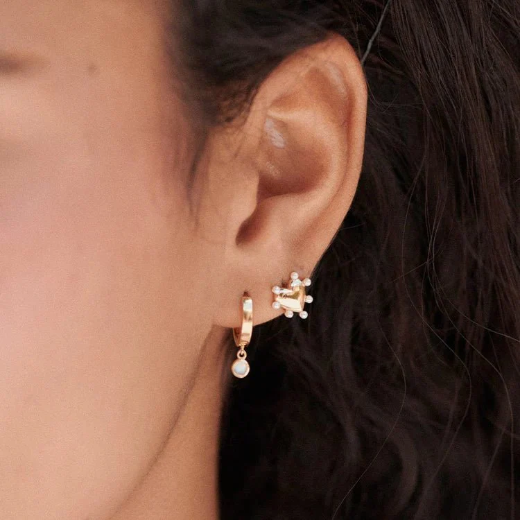 Daisy London 18ct Gold Plate Moonstone Healing Stones Huggie Earrings - Image 2
