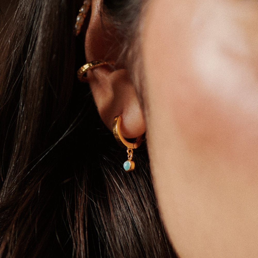 Daisy London 18ct Gold Plate Amazonite Healing Huggie Hoops - Image 2