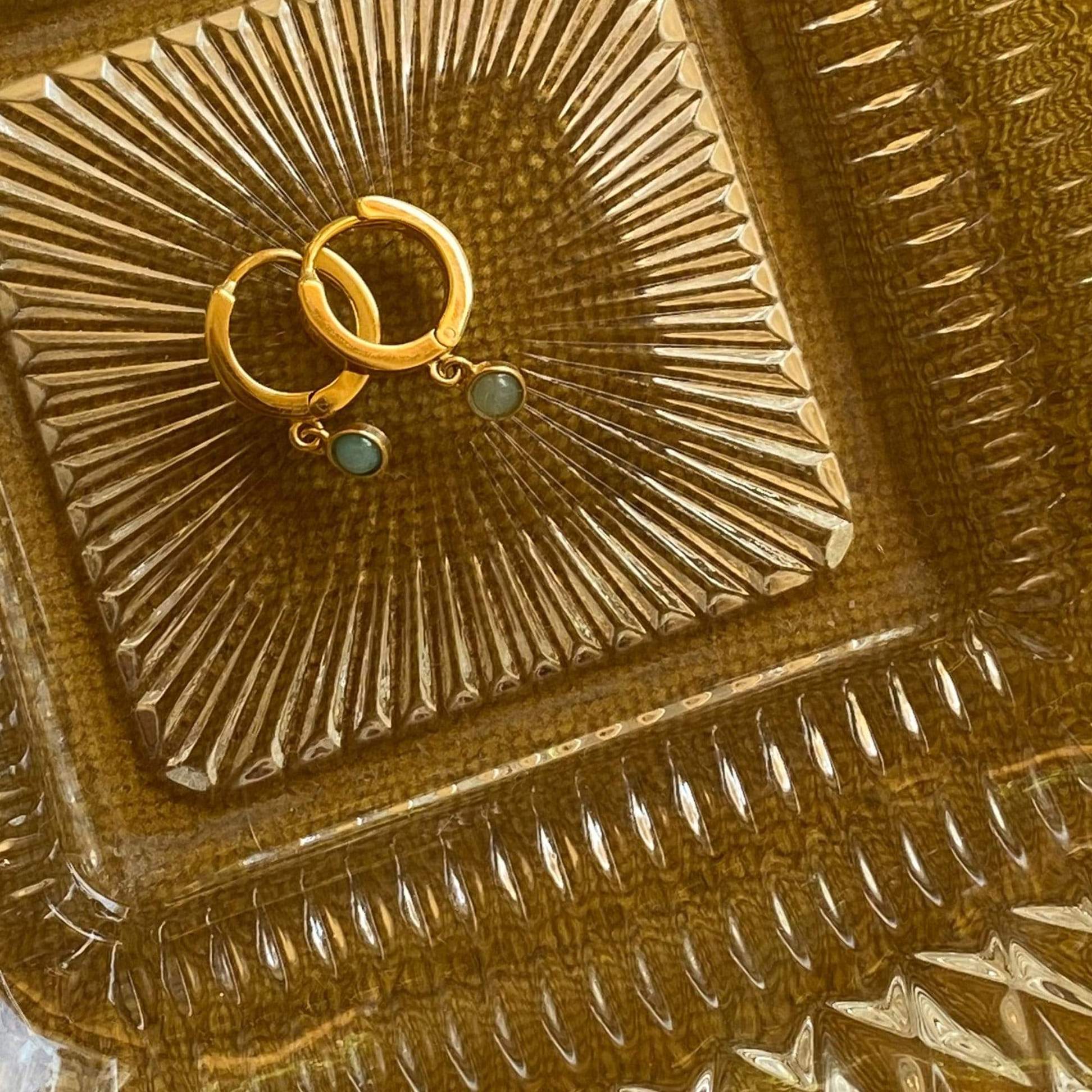 Daisy London 18ct Gold Plate Amazonite Healing Huggie Hoops - Image 5
