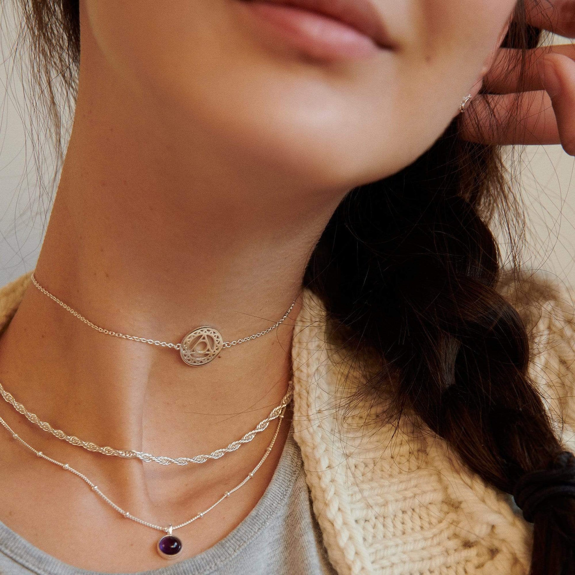 Daisy London Sterling Silver Amethyst Healing Stone Necklace - Image 5