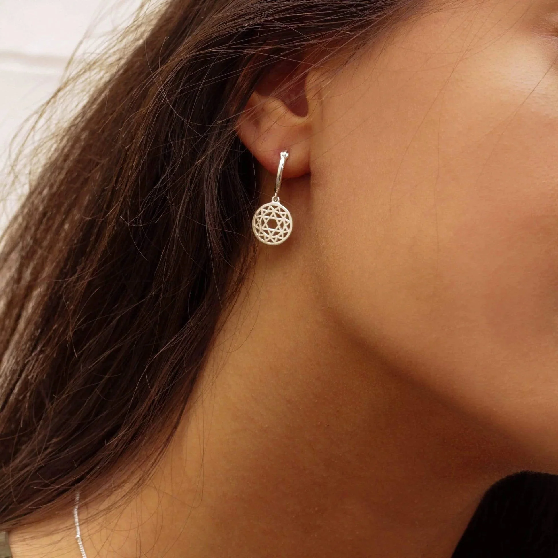 Daisy London Silver Heart Chakra Earrings - Image 2