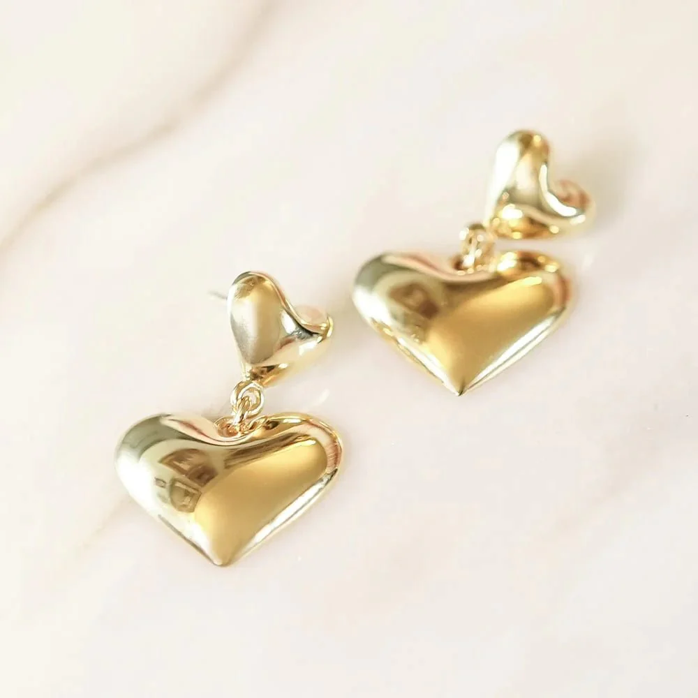 Daisy London Gold Heart Drop Earrings - Image 4