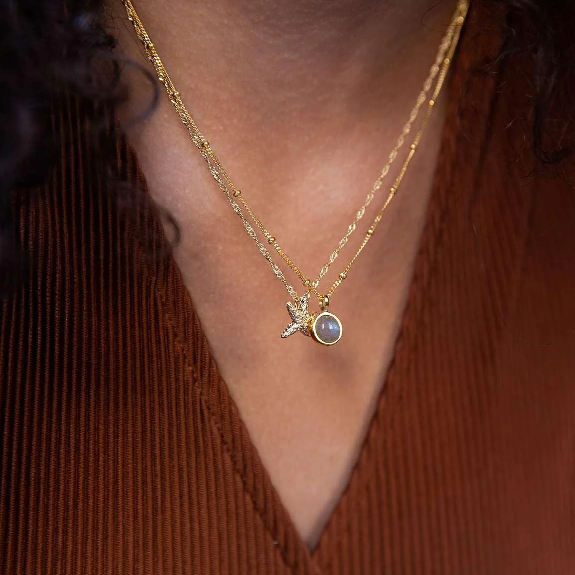Daisy London 18ct Gold Plate Labradorite Healing Necklace - Image 5