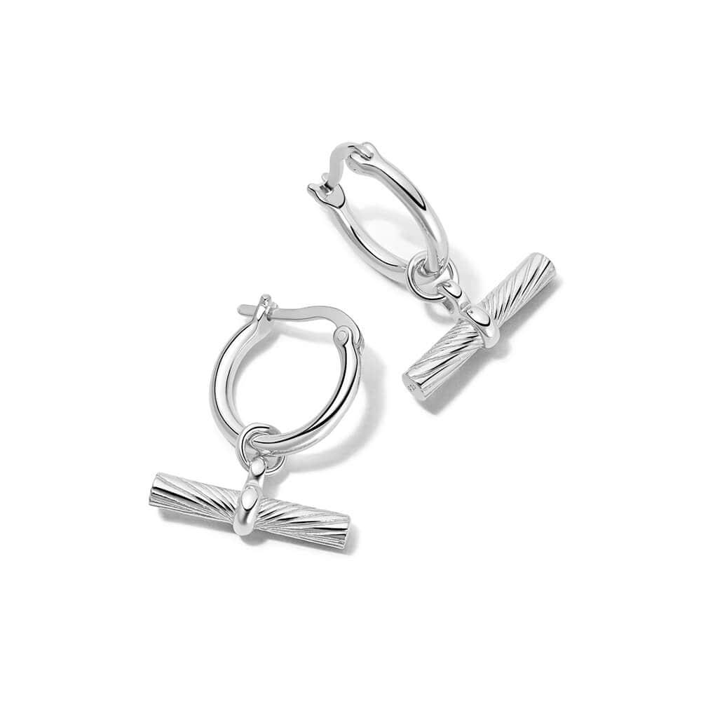 Daisy London Silver Estee Lalonde Tbar Charm Earrings