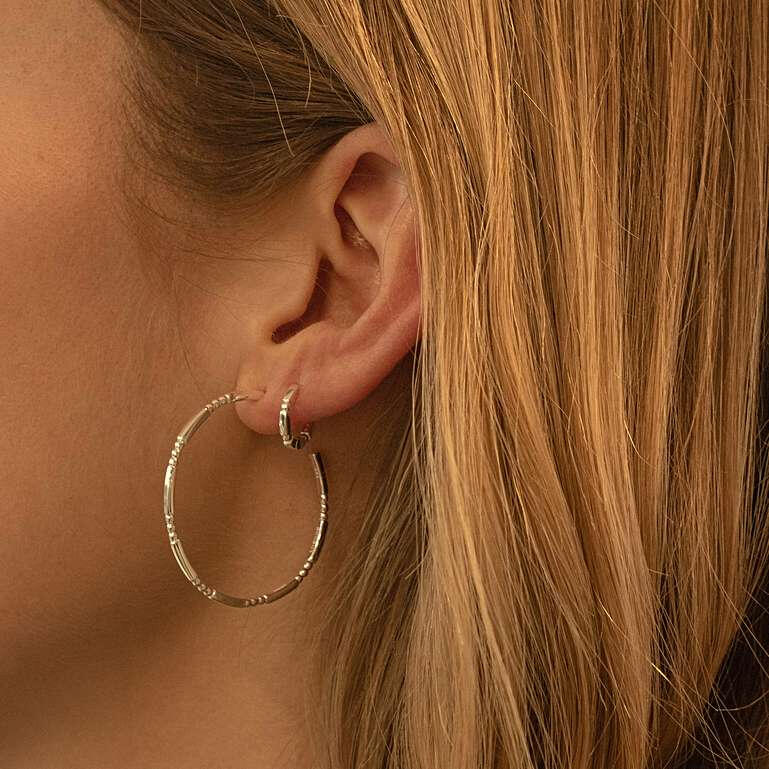 Daisy London Sterling Silver Stacked Huggie Hoops - Image 2