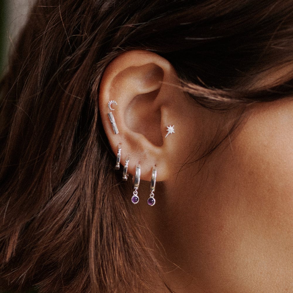 Daisy London Sterling Silver Stacked Huggie Hoops - Image 3