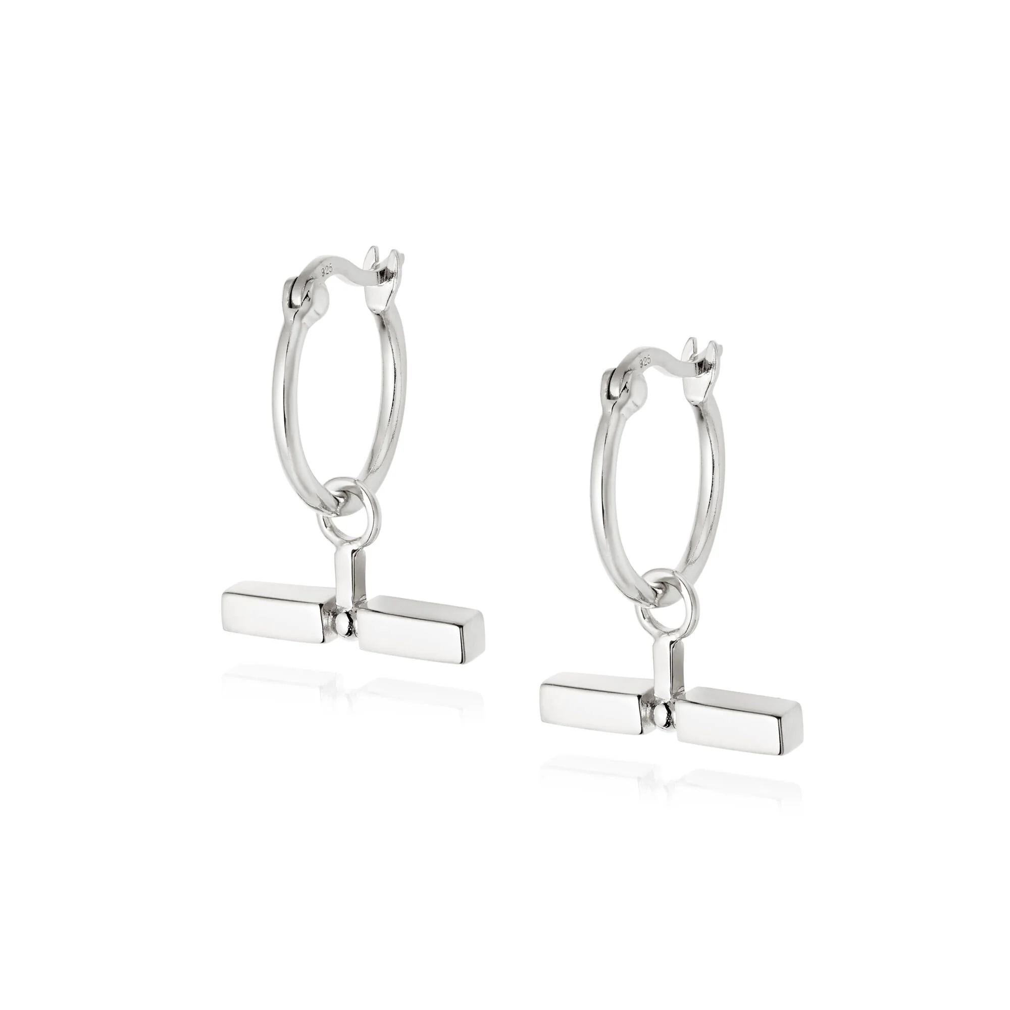 Daisy London Sterling Silver Stacked T Bar Earrings