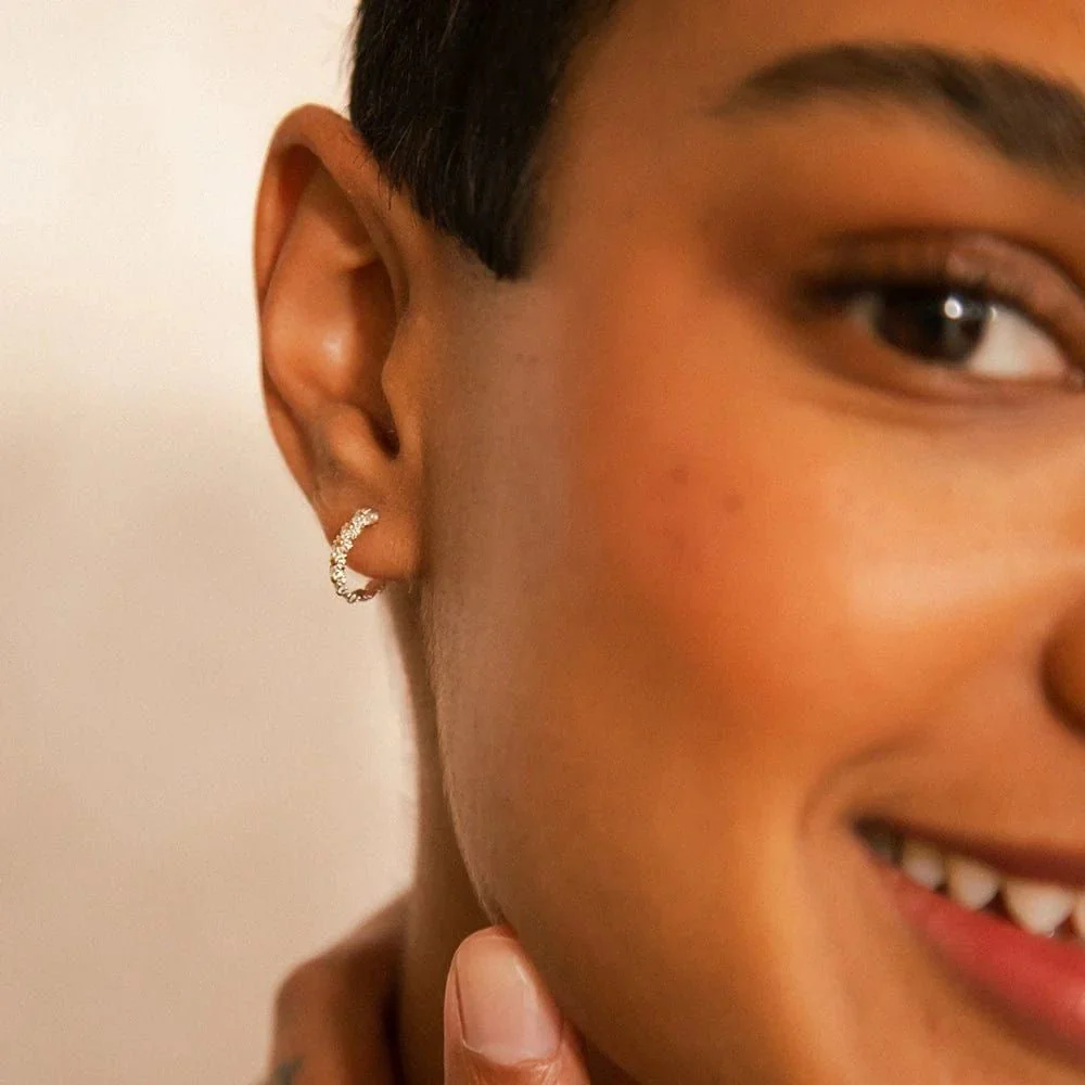 Daisy London Sterling Silver 10mm Daisy Iota Hoop Earrings - Image 4