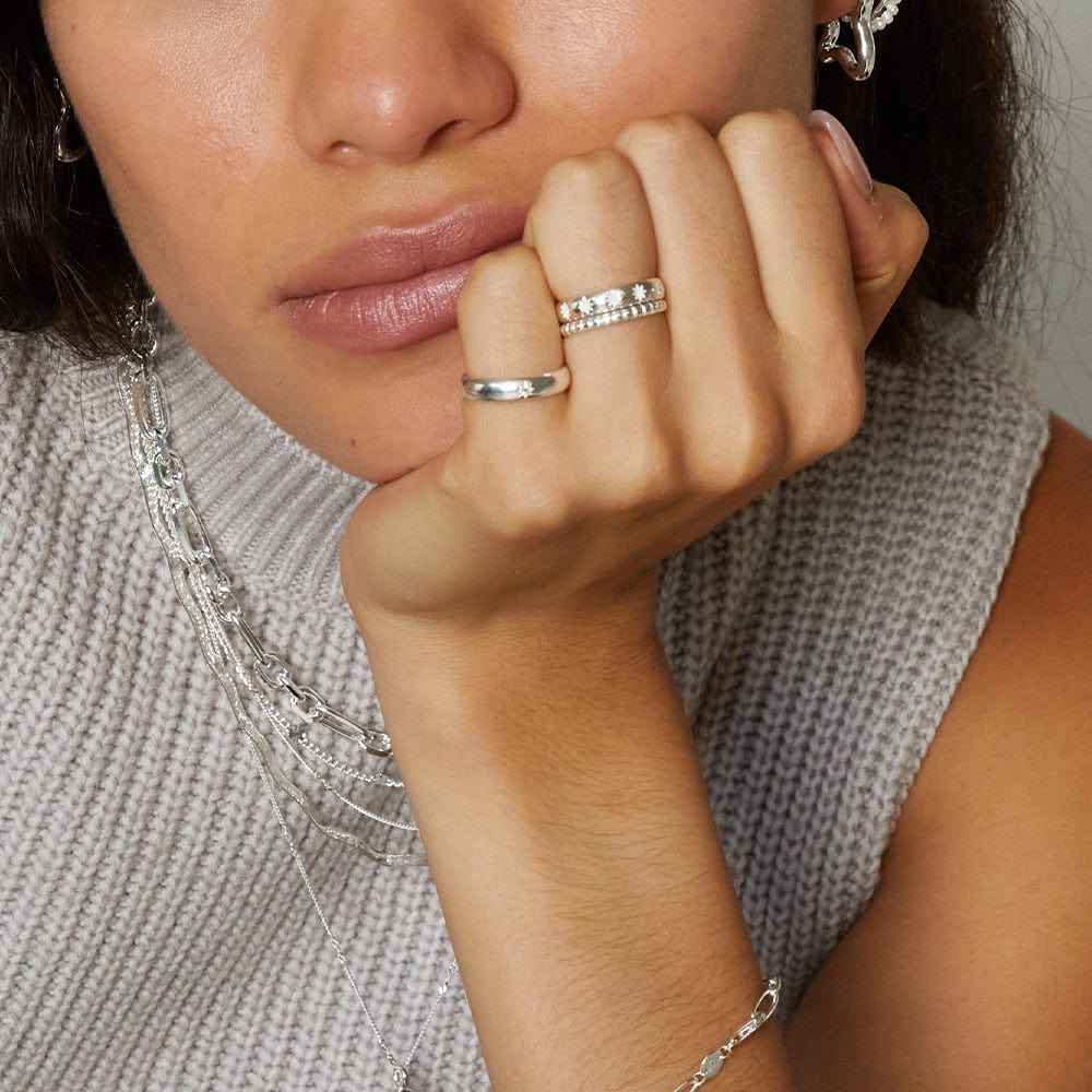 Daisy Star Engraved Stacking Ring - Image 4