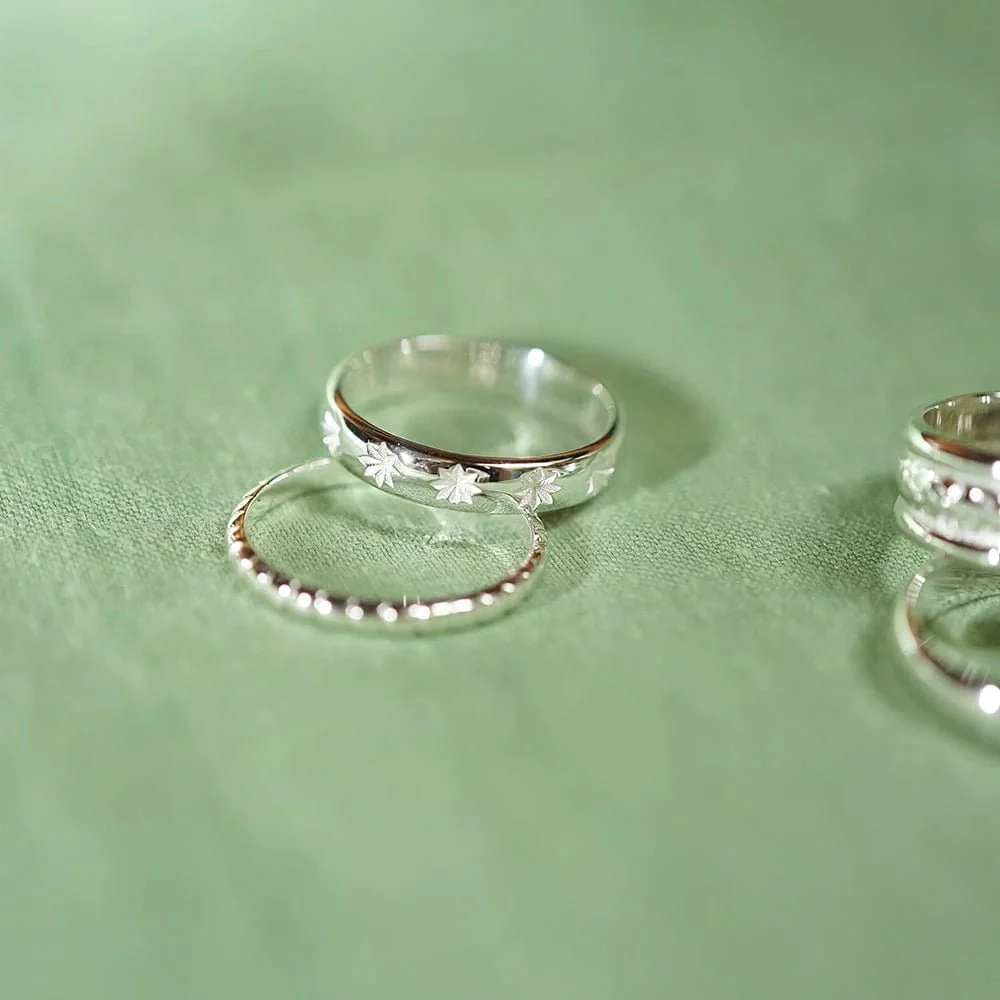 Daisy Star Engraved Stacking Ring - Image 5