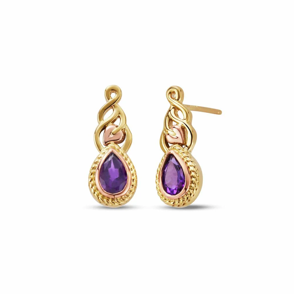 Clogau Solid Gold Delphinium Amethyst Earrings