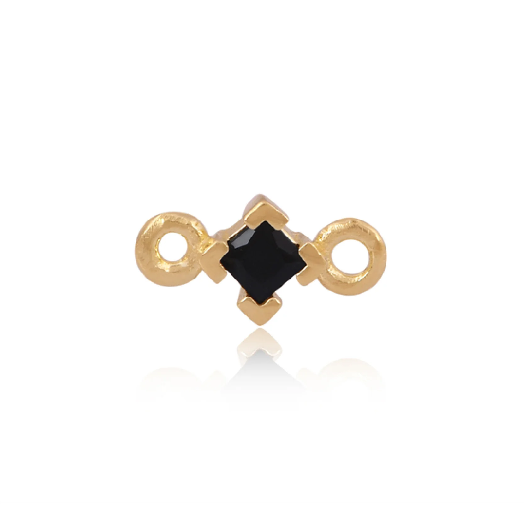 Mococo Welded Forever 14ct Gold Vermeil Black Square CZ Connector