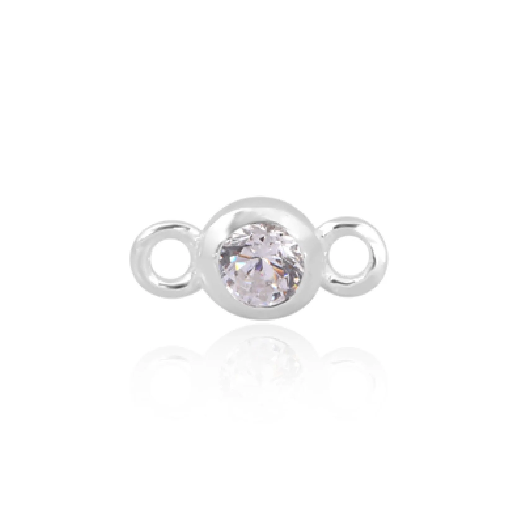 Mococo Welded Forever Silver Round April CZ Connector