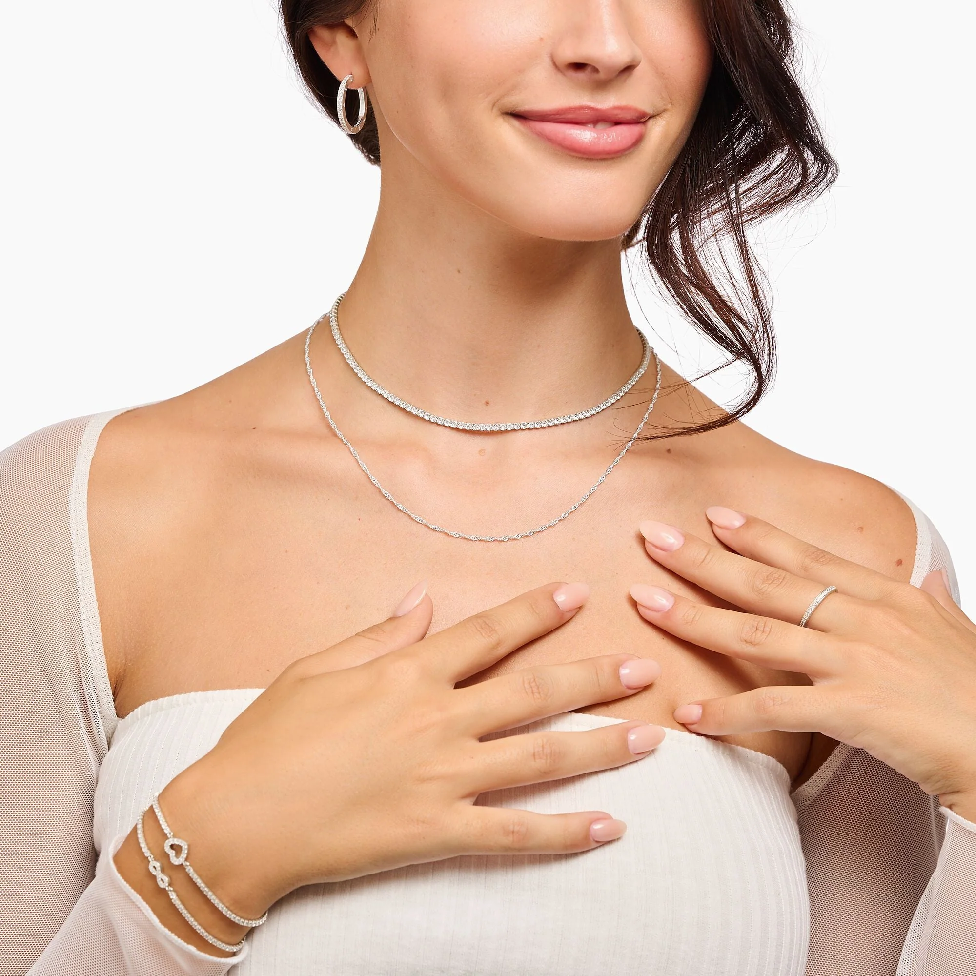 Thomas Sabo Elegant Recycled Sterling Silver Tennis Necklace - Image 3