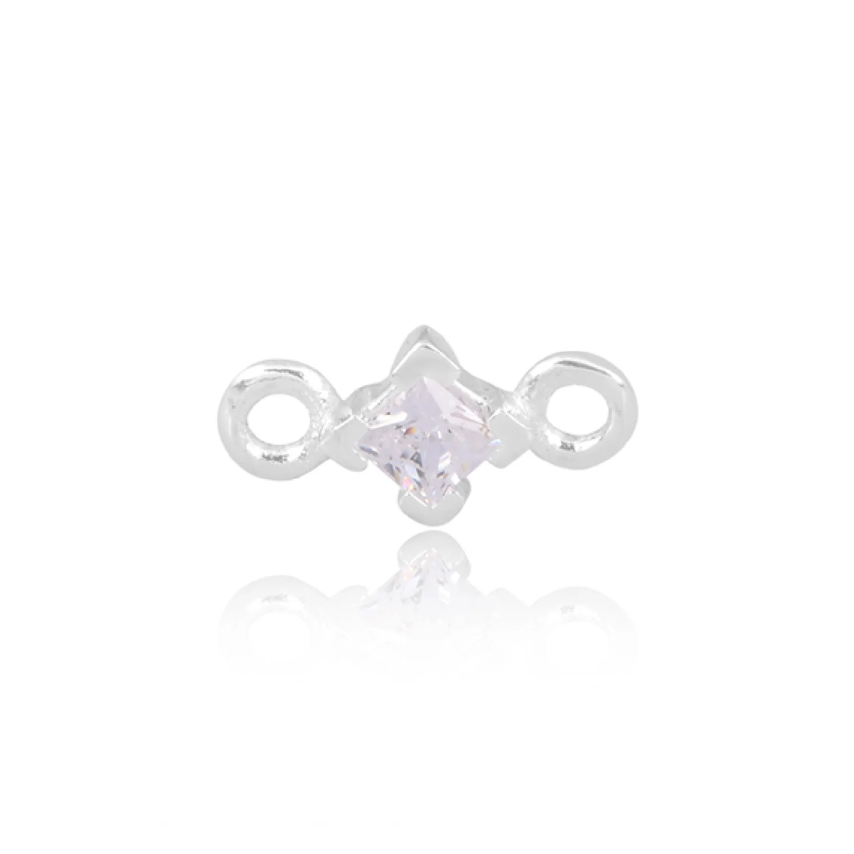 Mococo Welded Forever Sterling Silver Square White CZ Connector