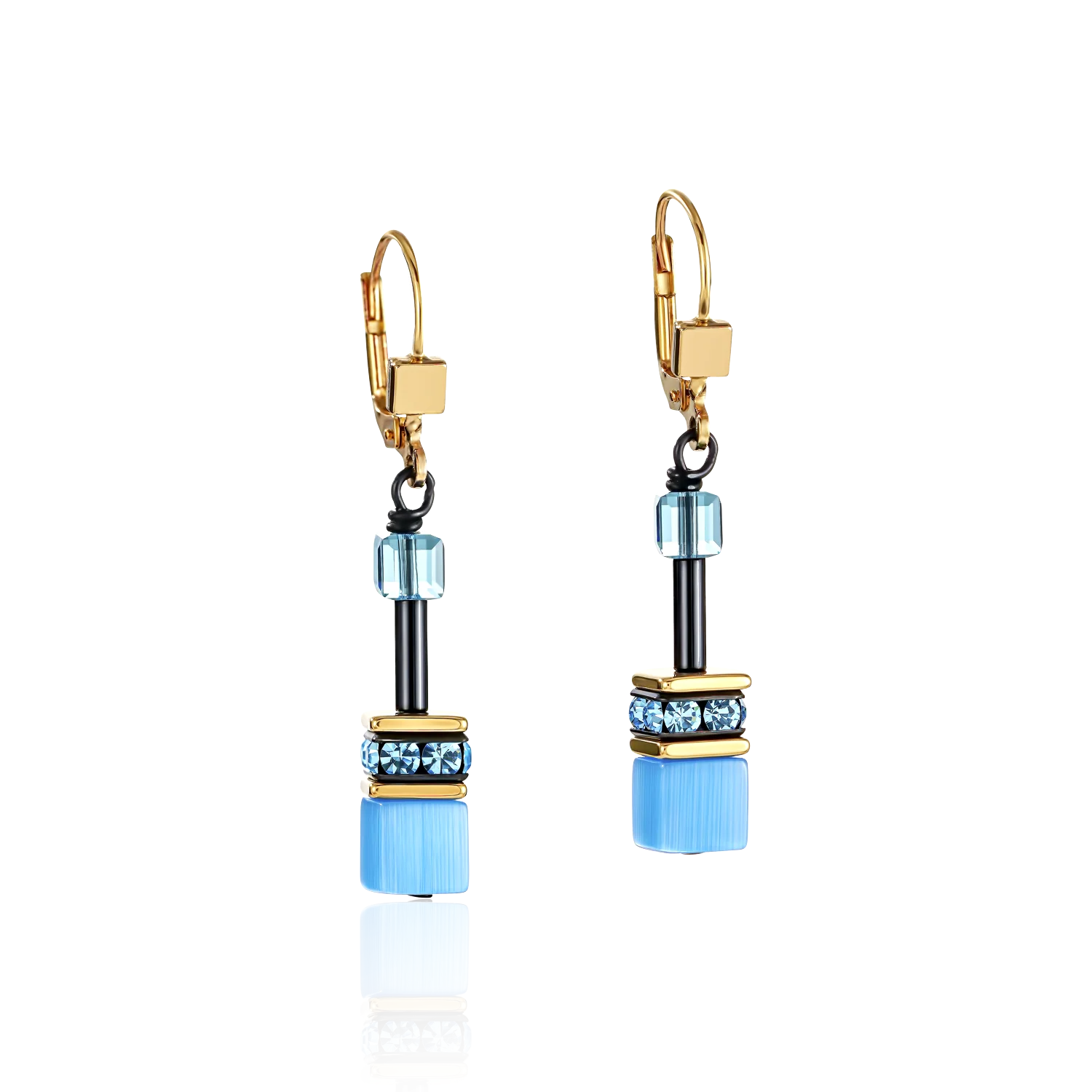 Coeur De Lion Gold GeoCUBE Multicolour Rainbow Leverback Earrings