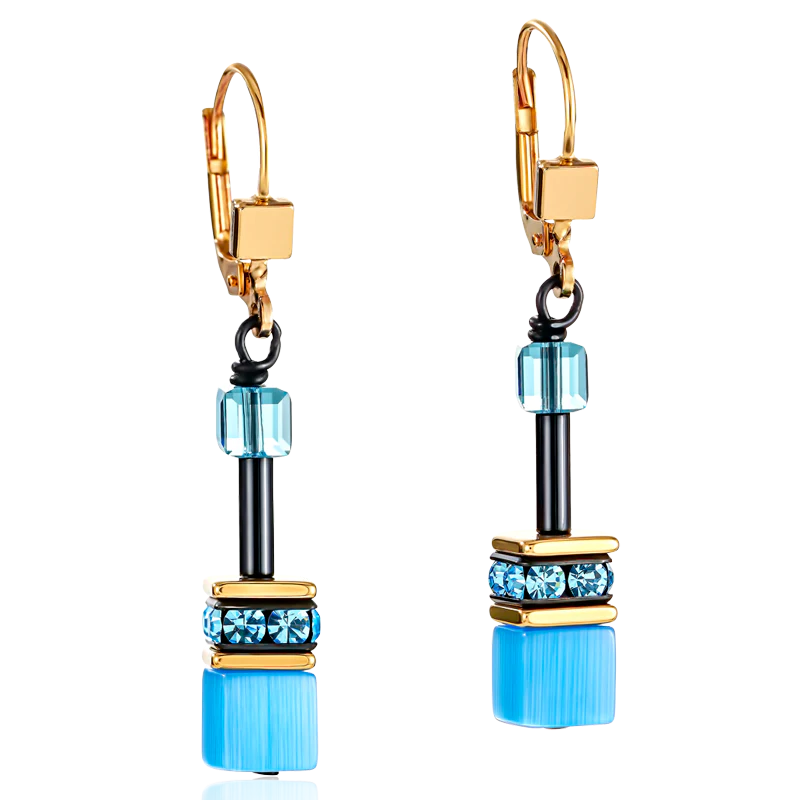 Coeur De Lion Gold GeoCUBE Multicolour Rainbow Leverback Earrings - Image 2