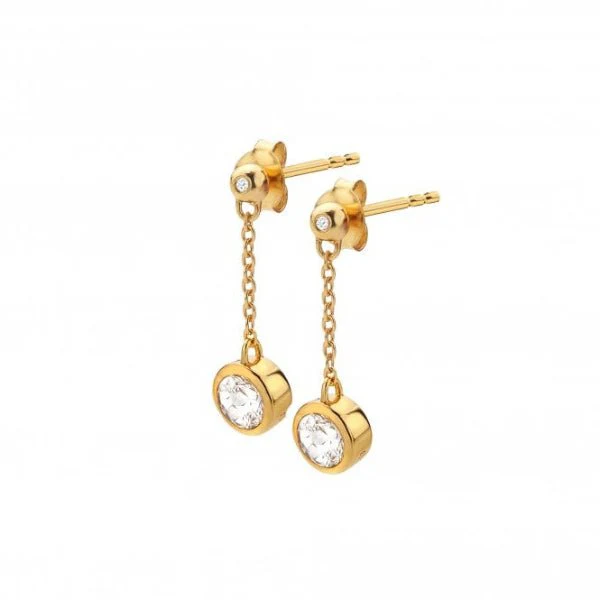 Hot Diamonds x Gemstones Gold
Silver Droplet Chain Earrings - White Topaz