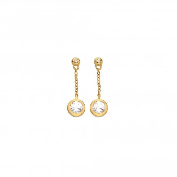 Hot Diamonds x Gemstones Gold
Silver Droplet Chain Earrings - White Topaz - Image 3