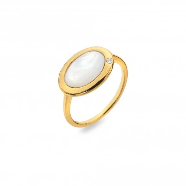 Hot Diamonds x Gemstones Gold
Silver Horizontal Oval Ring - MOP - Image 3
