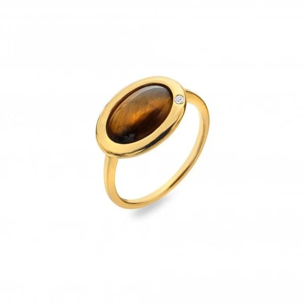 Hot Diamonds x Gemstones Gold
Silver Horizontal Oval Ring - Tigers Eye - Image 3