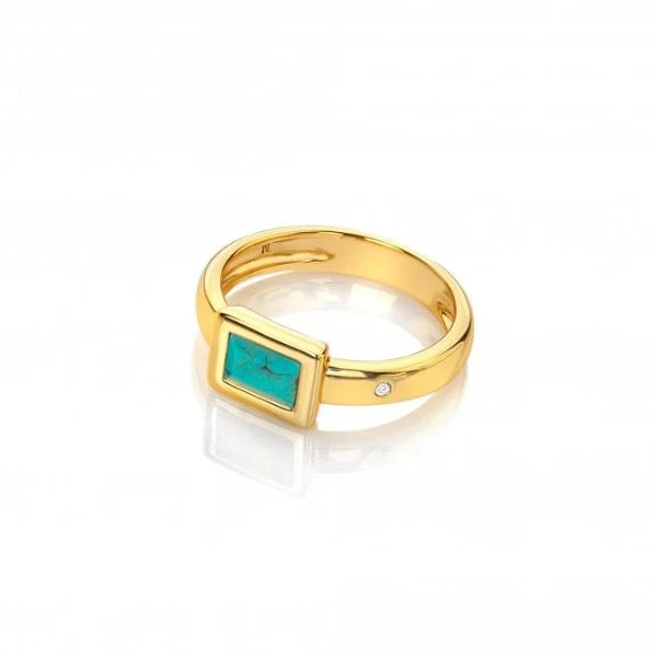 Hot Diamonds x Gemstones Gold
Silver Rectangle Ring - Turquoise