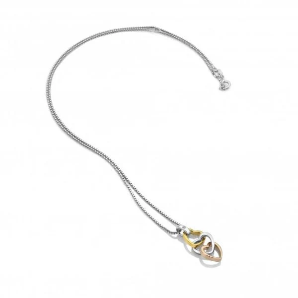 Hot Diamonds 18CT Gold Plate and
Silver Trio Triple Heart Pendant - Rose and Yellow Gold