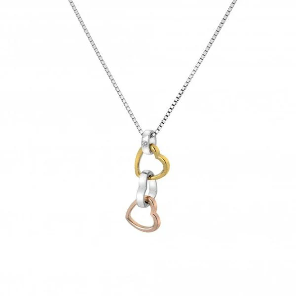Hot Diamonds 18CT Gold Plate and
Silver Trio Triple Heart Pendant - Rose and Yellow Gold - Image 3