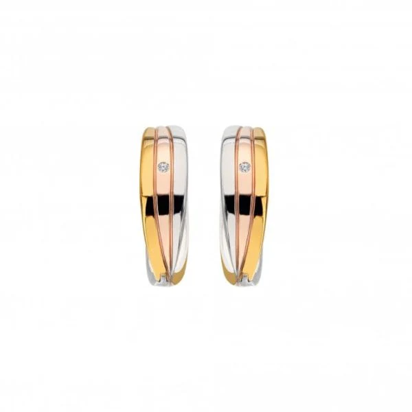 Hot Diamonds Gold
Silver Trio Hoop Earrings - Tri-colour - Image 3