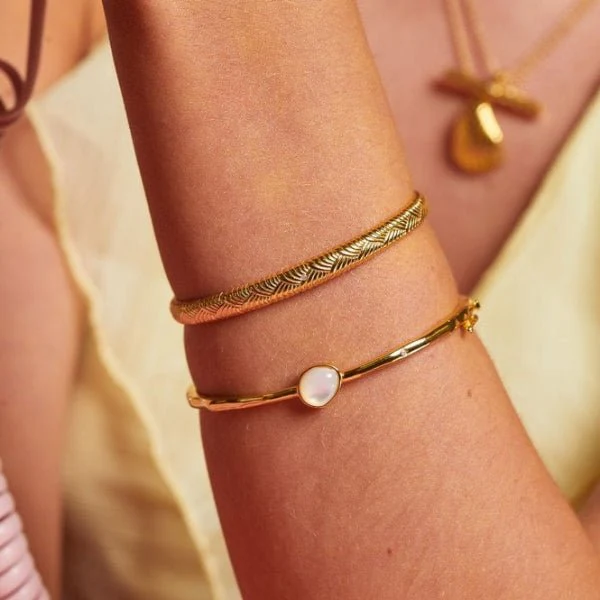 Hot Diamonds Gold 
 Silver X GE Calm Bangle Bracelet - MOP - Image 2