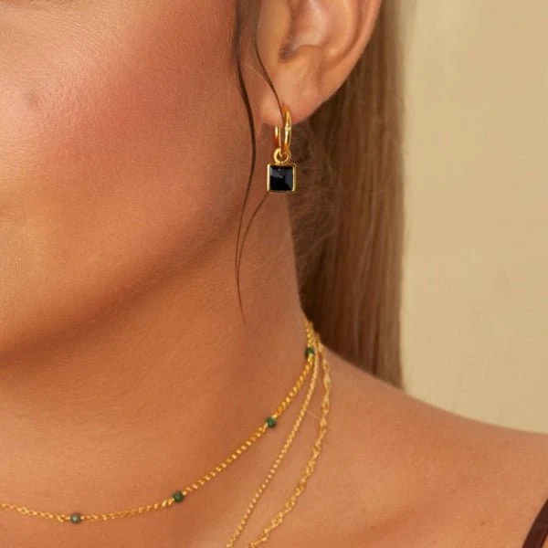 Hot Diamonds Gold Jac Jossa Black Onyx Earrings - Image 2