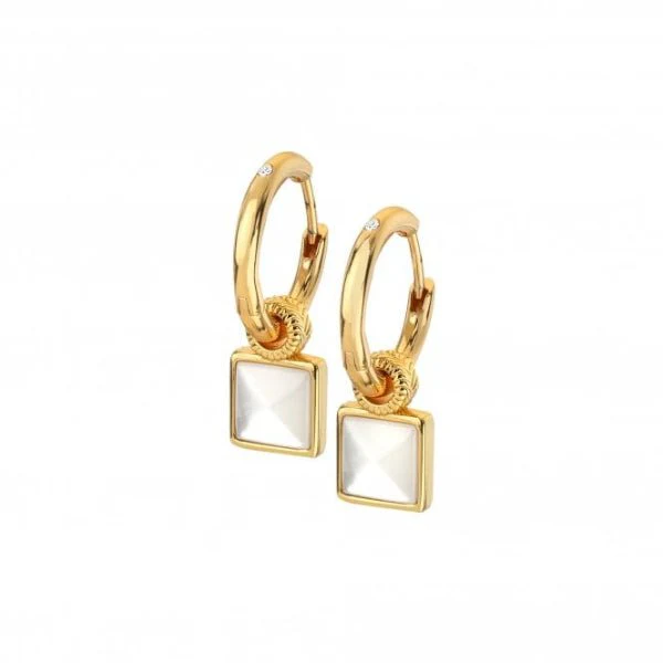 Hot Diamonds Gold Jac Jossa Calm Mother of Pearl Square Earrings - Image 3