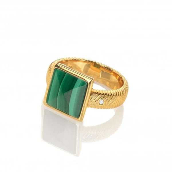 Hot Diamonds Gold Jac Jossa Revive Malachite Ring
