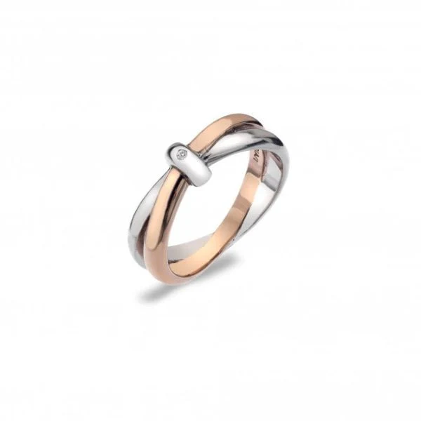 Hot Diamonds 18CT Rose Gold Plate and
Silver Eternity Vermeil Interlocking Ring - Image 3