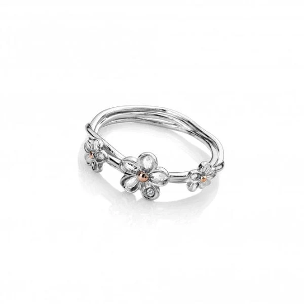 Hot Diamonds 18CT Rose Gold Plate and
Silver Forget Me Not Ring